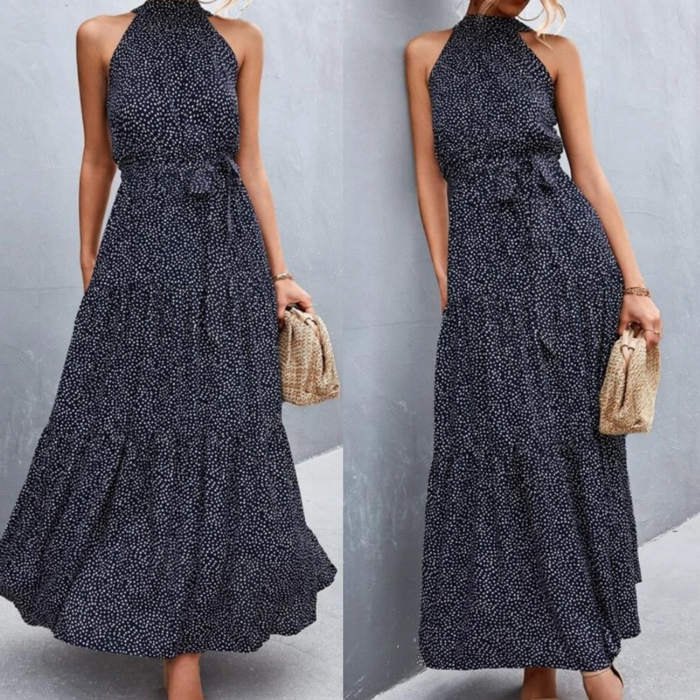 Floral print belted maxi dress - Picture 1 of 4